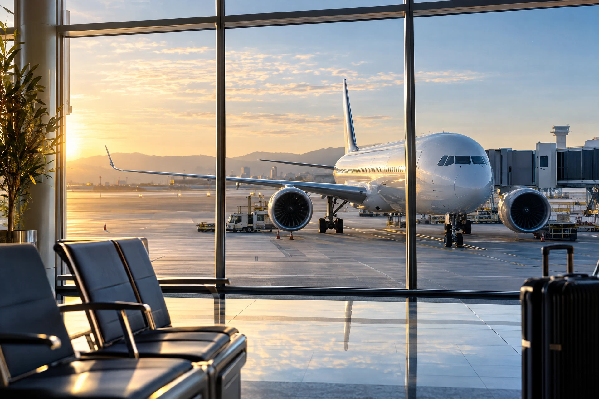 Aircraft at an international airport